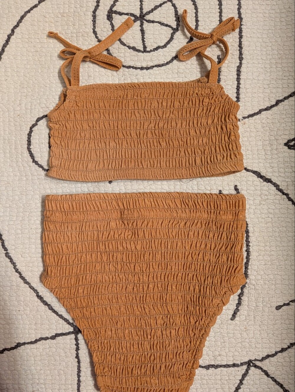 Smocked Two-Piece Bikini Set in Rust Kate Quinn